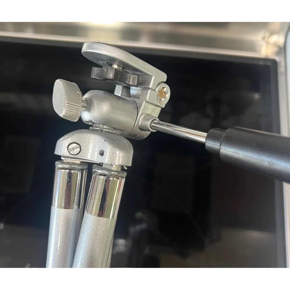 Silver Aluminum Tabletop Mini Tripod with 3-Way Pan Head and Handle
